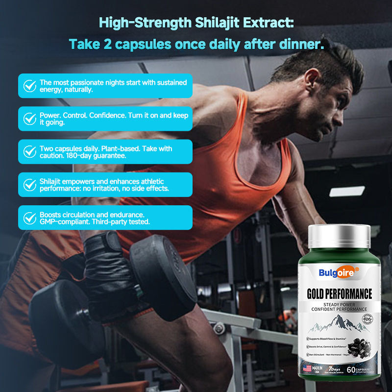BulgoireยฎPerformance Capsules Gold Edition Restore Your Leadership: Regain Form and Confidence in 30 Days - Natural Size and Stamina Enhancer for Men-CU