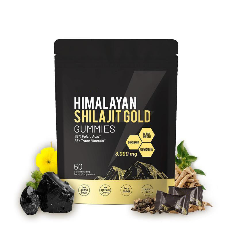 Himalayan Shilajit Gummies | With Ashwagandha, Gokshura & other herbs | No added sugar | 60 Gummies-V