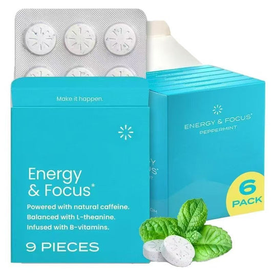 Energy Caffeine Nootropics for Energy & Focus - Sugar-Free with L theanine, Caffeine, Vitamin B12 & Vitamin B6 - Peppermint Flavor-V