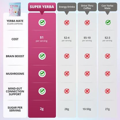 Super Yerba l Yerba Mate Instant Tea Powder IRASPBERRY LEMONADE Flavorl 30 Servings-V