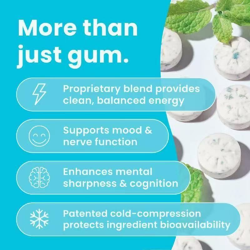 Energy Caffeine Nootropics for Energy & Focus - Sugar-Free with L theanine, Caffeine, Vitamin B12 & Vitamin B6 - Peppermint Flavor-V