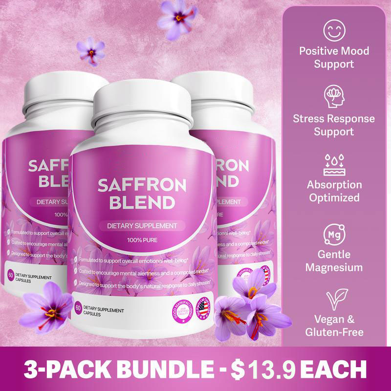 Saffron Blend - For Positive Mood & Stress Support - Vegan Gluten-Free with Gentle Magnesium-V