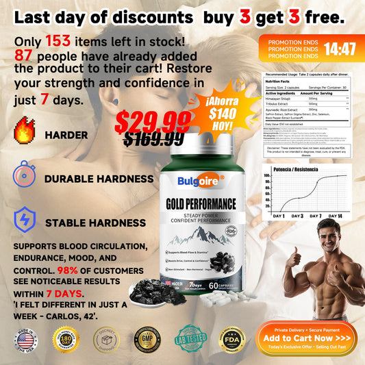 Bulgoire®Performance Capsules Gold Edition Restore Your Leadership: Regain Form and Confidence in 30 Days - Natural Size and Stamina Enhancer for Men-CU