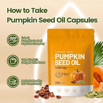 Natural pumpkin seed oil and saw palmetto softgel 1000mg high content plant esters 300 capsules-V