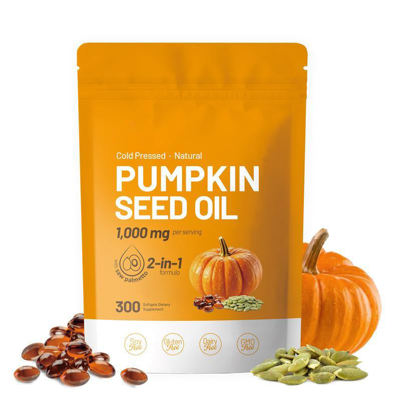 Natural pumpkin seed oil and saw palmetto softgel 1000mg high content plant esters 300 capsules-V