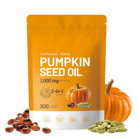 Natural pumpkin seed oil and saw palmetto softgel 1000mg high content plant esters 300 capsules-V