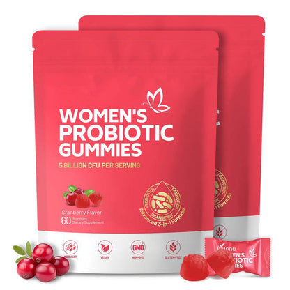 Cranberry Probiotic Gummies | Targeting Body Odor, Women's Health, and Body Balance |(60 Gummies per Pack)-V
