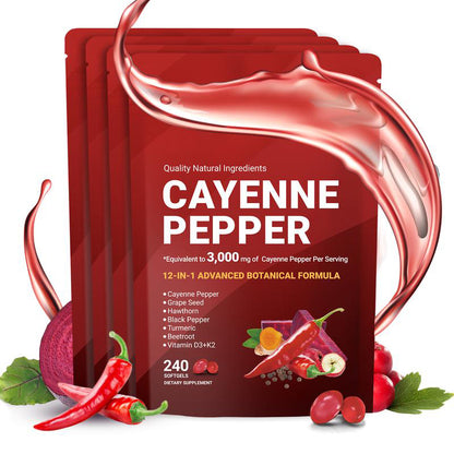 Cayenne Pepper Softgels Supplement, Supports Leg Vein, Heart and Blood Vessel Health (240 Softge /1 Bag)-V