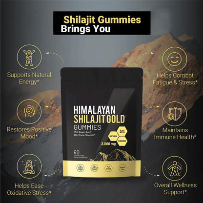 Himalayan Shilajit Gummies | With Ashwagandha, Gokshura & other herbs | No added sugar | 60 Gummies-V
