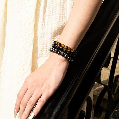 Triple Protection Bracelet Set Tiger's Eye,Obsidian,Hematite-WH