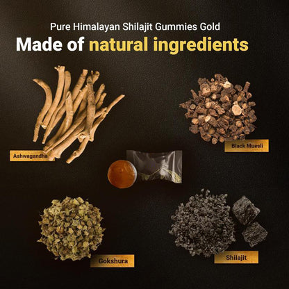 Himalayan Shilajit Gummies | With Ashwagandha, Gokshura & other herbs | No added sugar | 60 Gummies-V