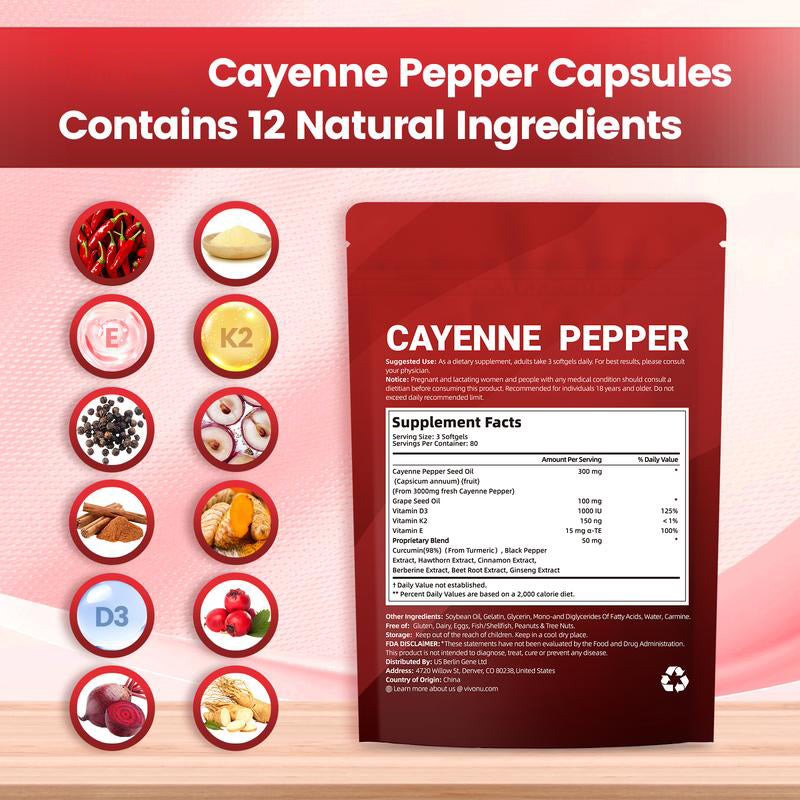 ⚡Flash-Sale⚡50k-sold⚡Cayenne Pepper Softgels Supplement-CU
