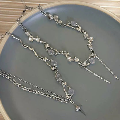 Titanium steel moonstone star necklace hot girl sweet cool niche clavicle chain-CU