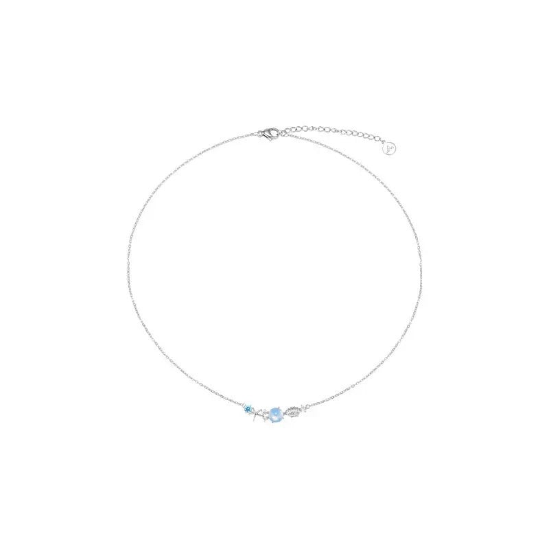 Blue Dopamine Titanium Steel Girl Necklace Clavicle Chain-CU