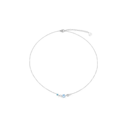 Blue Dopamine Titanium Steel Girl Necklace Clavicle Chain-CU