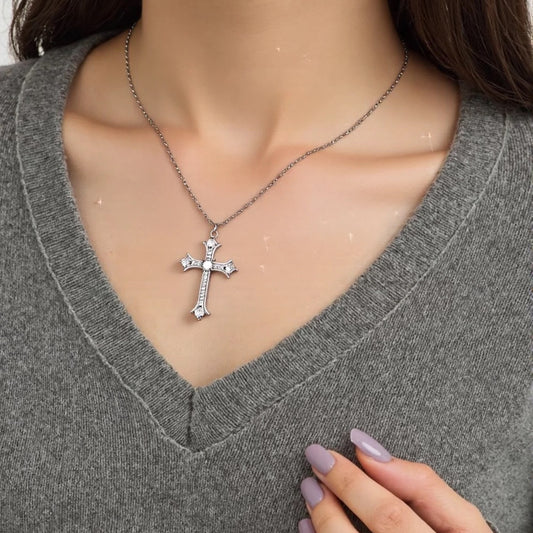 Cool diamond cross necklace trendy titanium steel jewelry-CU