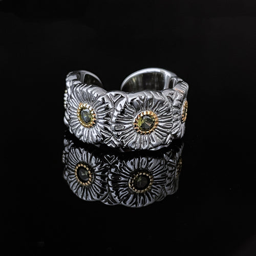 Daisy Ring Sterling Silver Retro Luxury Open Ring-CU