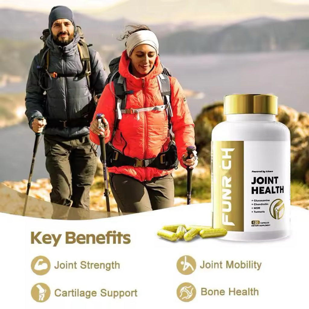 FUNRCH Joint Health Supplement for Women & Men with Glucosamine, Chondroitin, MSM & Turmeric-120 Capsules-V