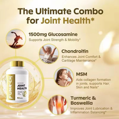 FUNRCH Joint Health Supplement for Women & Men with Glucosamine, Chondroitin, MSM & Turmeric-120 Capsules-V