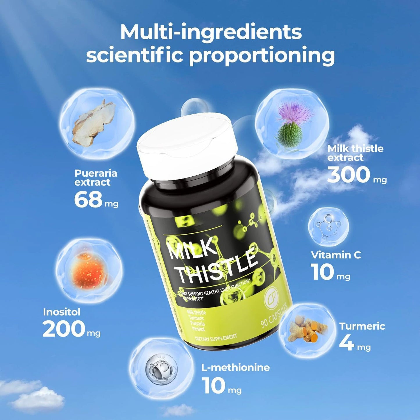 Milk Thistle Liver Detox & Colon Cleanse, Natural Liver Health Support-V