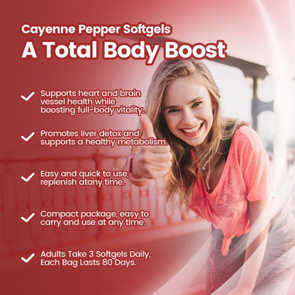 Cayenne Pepper Softgels Supplement, Supports Leg Vein, Heart and Blood Vessel Health (240 Softge /1 Bag)-V