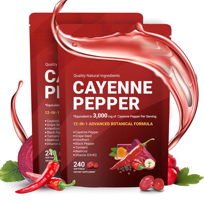 Cayenne Pepper Softgels Supplement, Supports Leg Vein, Heart and Blood Vessel Health (240 Softge /1 Bag)-V