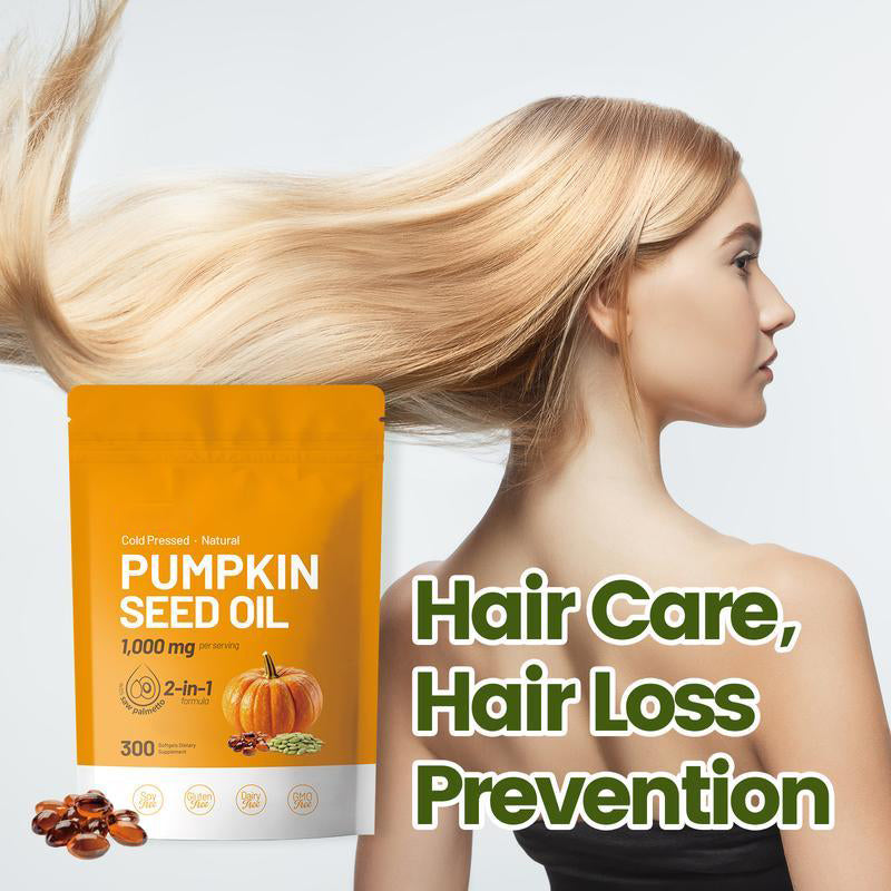 Natural pumpkin seed oil and saw palmetto softgel 1000mg high content plant esters 300 capsules-V